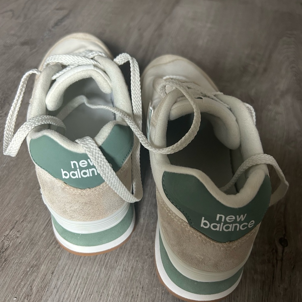 New Balance Cream and Sage Green Casual Sneakers - Picture 4 of 9